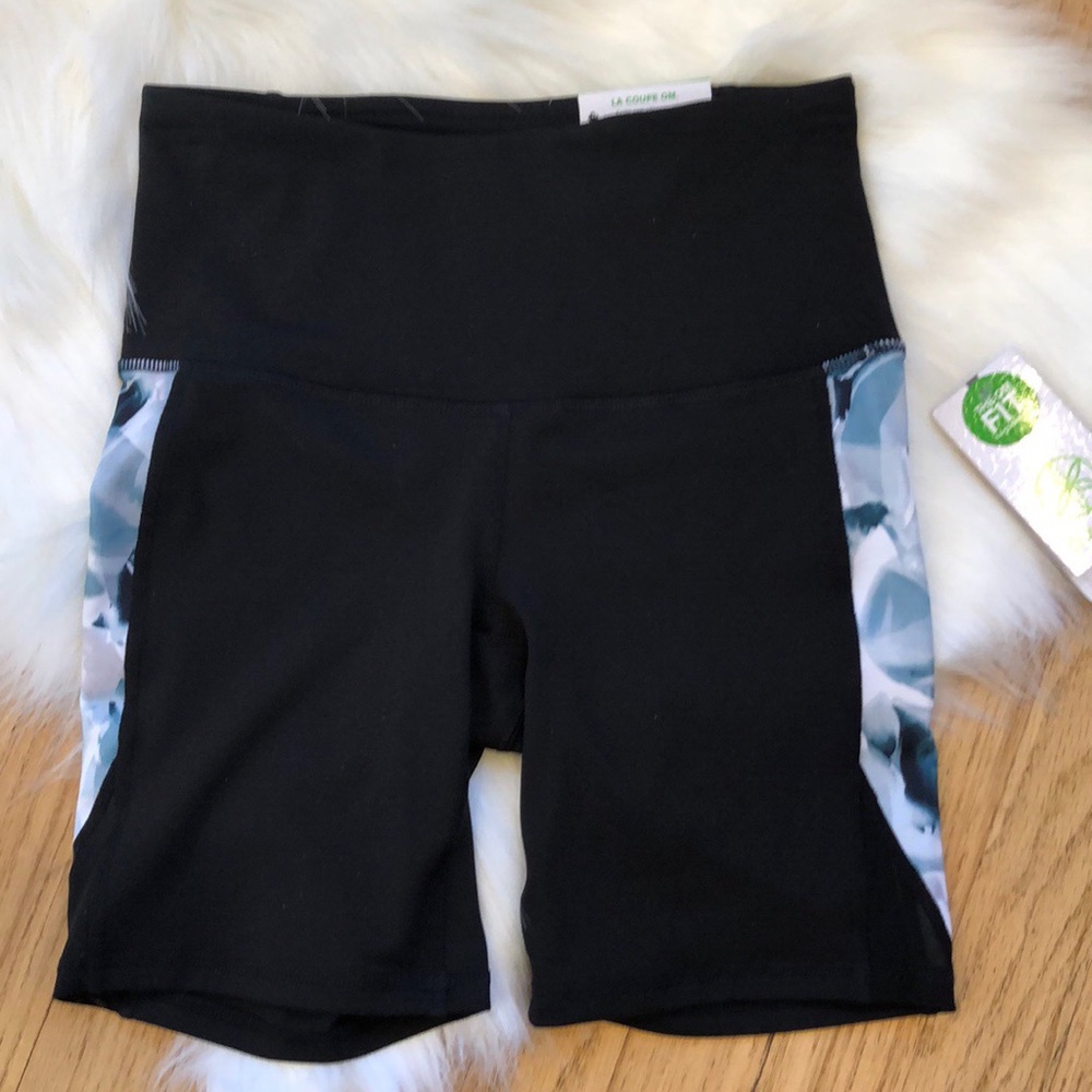 Exercise shorts XS high rise black OM-DRI stretch gym athleisure workout yoga